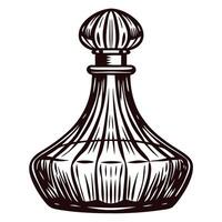 Vintage crystal decanter in elegant etching vector
