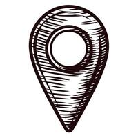 Sketch pinpoint icon representing location and navigation vector