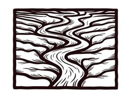 Abstract black and white tree branch pattern with flowing design vector
