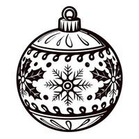 Hand drawn christmas ornament ball with snowflake and decorative patterns isolated on white background vector