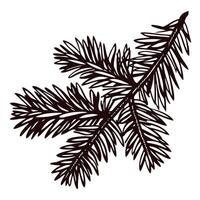 Detailed pine tree branch silhouette with intricate needle pattern vector