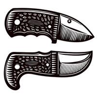 Vintage engraved folding pocket knife illustration with detailed handle and blade, isolated on white background vector