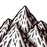Hand drawn mountain peak sketch with snowy slopes isolated on white background illustration vector