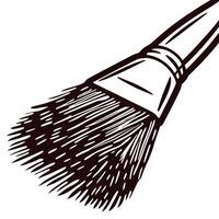 Hand drawn paintbrush illustration with detailed bristles and classic wooden handle in vintage engraving vector