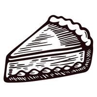 of a slice of pie with detailed line art vector