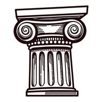 Detailed doric column design featuring classical architecture elements in sepia tonal vector