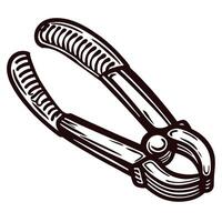 Vintage nutcracker metal tool with detailed design and textured handles vector