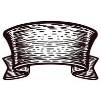 Hand drawn vintage ribbon banner illustration isolated on white background, engraved scroll sketch for design vector