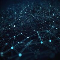 A dark blue background featuring numerous lines and dots scattered throughout photo