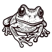 Detailed line drawing of a frog with emphasis on texture and expression vector