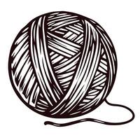 Hand drawn ball of yarn with string isolated on white background in vintage engraved vector