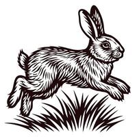 of a dynamic rabbit leaping over grass in a classic vector