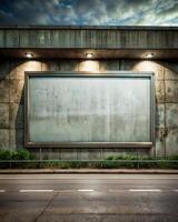 An empty billboard on a concrete wall photo