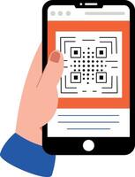 A flat style illustration showing a person scanning qr code vector