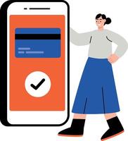 A flat style illustration showing payment done vector