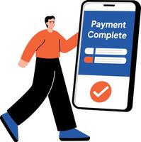 A flat style illustration showing a person doing transaction vector