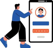A flat style illustration showing a person adding new password vector