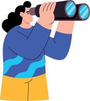 A flat style illustration showing a person looking vector