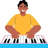 A flat style illustration showing a person playing piano vector