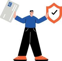 A flat style illustration showing secure payment vector