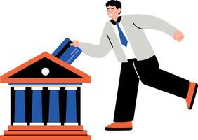 A flat style illustration showing a person doing bank payment vector