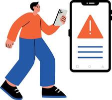 A flat style illustration showing app error on mobile phone vector