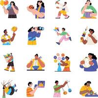 Set of Recreation Flat Style Illustrations vector