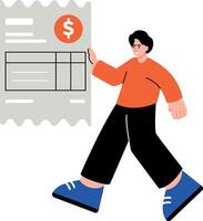 A flat style illustration showing a person holding transcript vector