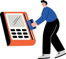 A flat style illustration showing swipe card vector