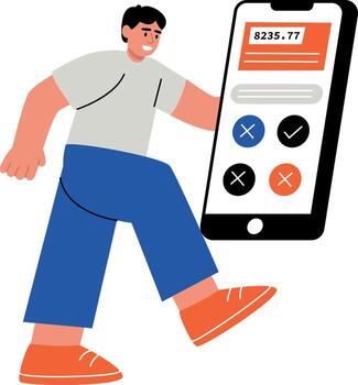 A flat style illustration showing a person using different payment method vector