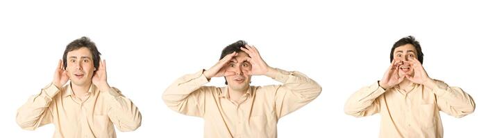 Man hearing, seeing and speaking photo