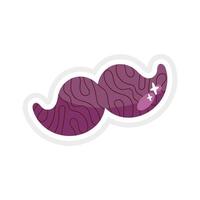 Sticker Curled Mustache Icon in Flat Design vector