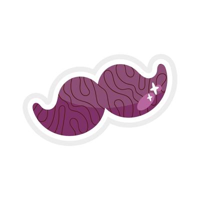 Sticker Curled Mustache Icon in Flat Design