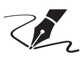 A minimalist graphic of a fountain pen nib creating a line, set against a clean white background. vector