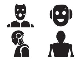 Four stylized robot icons, representing different robot types, against a plain white background. vector
