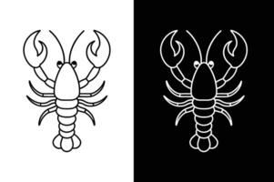 lobster icon, lobster line art design black white vector