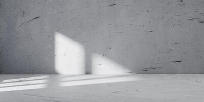 Minimalist concrete interior with dramatic light and shadow contrast. Perfect abstract and architectural background for design mockups, branding visuals, or modern presentation templates. photo
