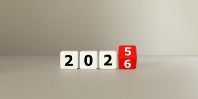 Blocks displaying 2026 Symbolizes New Year transition, future planning, and forecasting. Ideal for business goals, calendar concepts, and resolutions upcoming years now. photo
