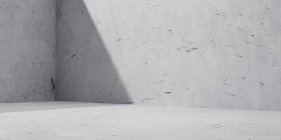 Minimal concrete wall and floor with diagonal shadow, perfect for abstract background, architecture mockups, modern presentations, and branding with copy space. photo