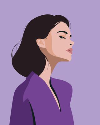 Minimalist Flat Style of Woman Wearing Cherry Red Lipstick