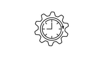 Manage time linear icon animation. Icon of gear with clock and arrow for time management. Suitable for productivity apps, scheduling tools, business websites, and presentations. Animated outline icon video