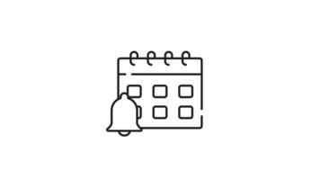 Calendar line icon animation. Calendar line icon with bell notification for schedules, events, reminders. Perfect for apps, websites, posters, flyers, and presentations. Animated outline icon video