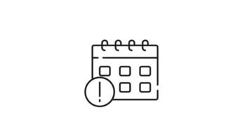 Attention line icon animation. Attention line icon calendar with a red exclamation mark suitable for urgent appointments, important deadlines, and reminder notifications on digital platforms. video