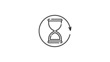 Sand clock linear icon animation. Sand clock icon with hourglass and circular arrow suitable for time management apps, websites, social media posts, and business presentations.Animated outline icon video
