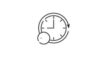 Completion line icon animation. Completion line icon of a clock and checkmark shows task finished. Perfect for time management or project completion concepts. Animated outline icon video