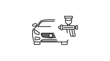 Auto painting line animation. Car auto painting line drawing shows a car being painted with a spray gun. Perfect for automotive industry graphics and visuals. Animated outline icon video