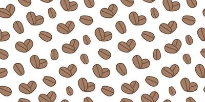 Pattern. Coffee beans in the shape of a heart. Seamless background. International Coffee Day. Flat illustration. vector