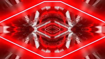 White and Red Neon Infinite Sci Fi Technochannel Background VJ Loop in 4K video