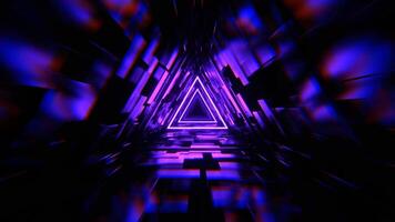 Purple Infinite Triangle Sci Fi Glitch Tunnel Background VJ Loop in 4K video