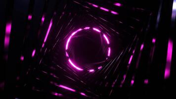 Pink Fantastic Space with Round Shining Neon Portal Background VJ Loop in 4K video